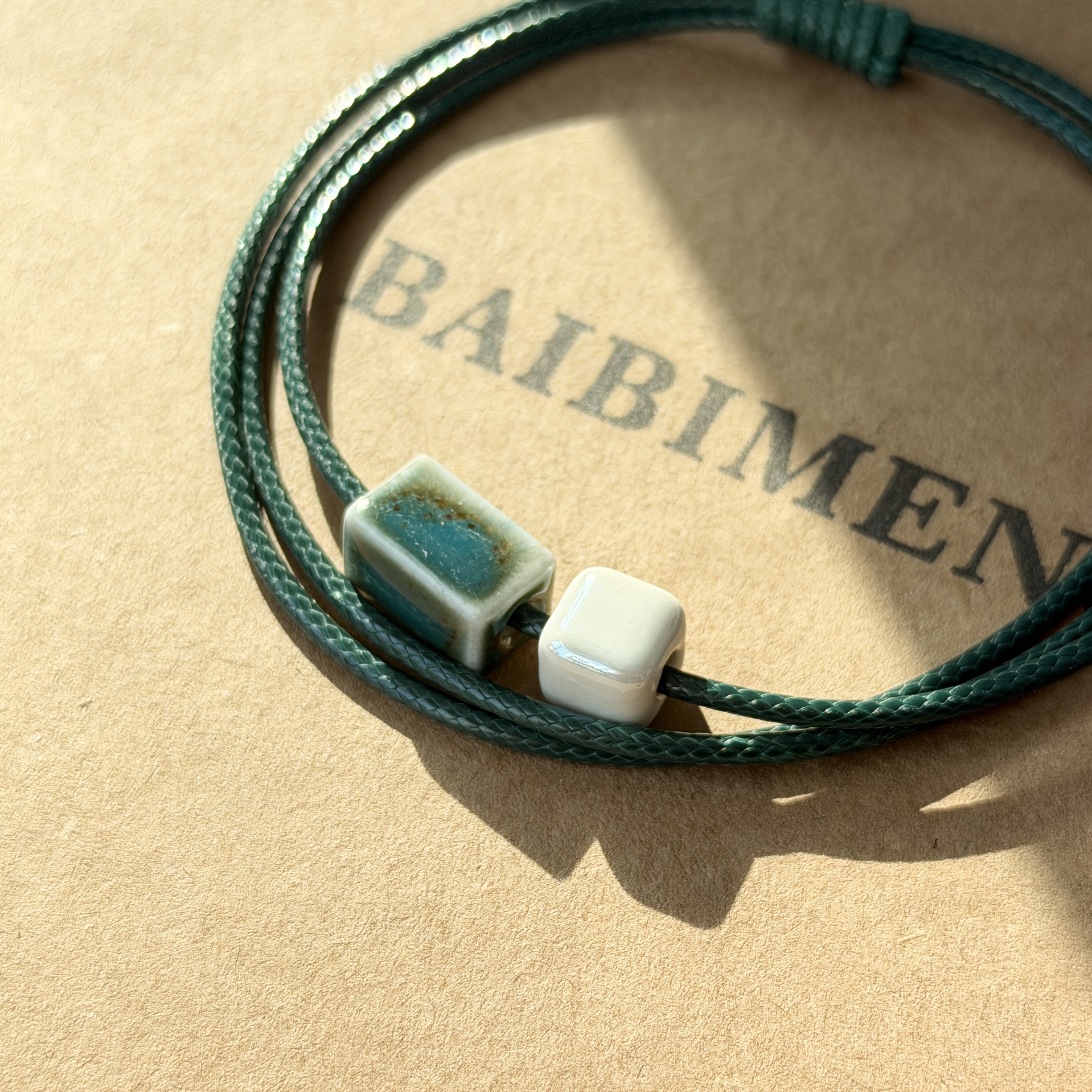 Women's Minimalist Ceramic Block Necklace, Adjustable